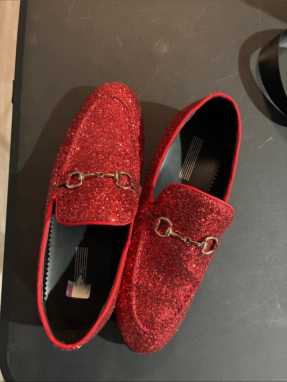 Red Glitter Loafers